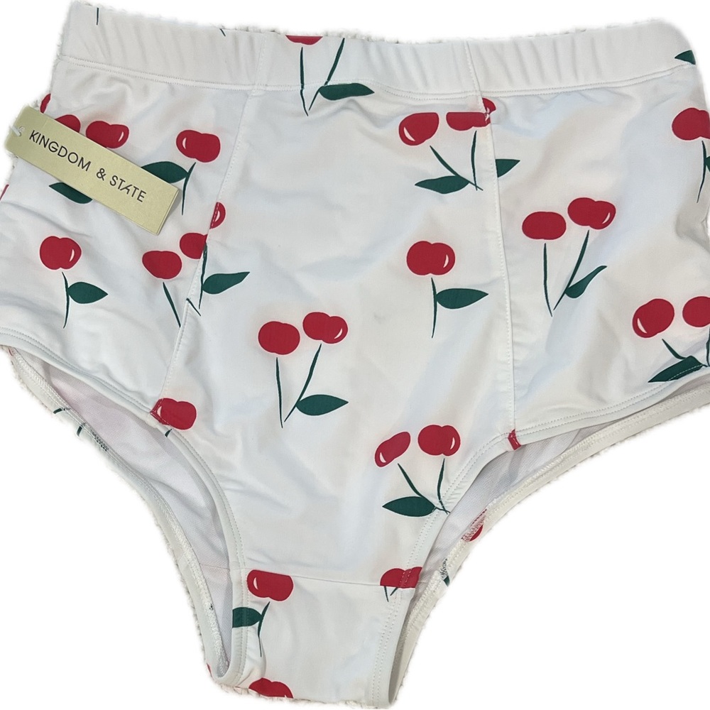 NWT Kingdom & State Cherry Print High-Waisted Bikini Bottom